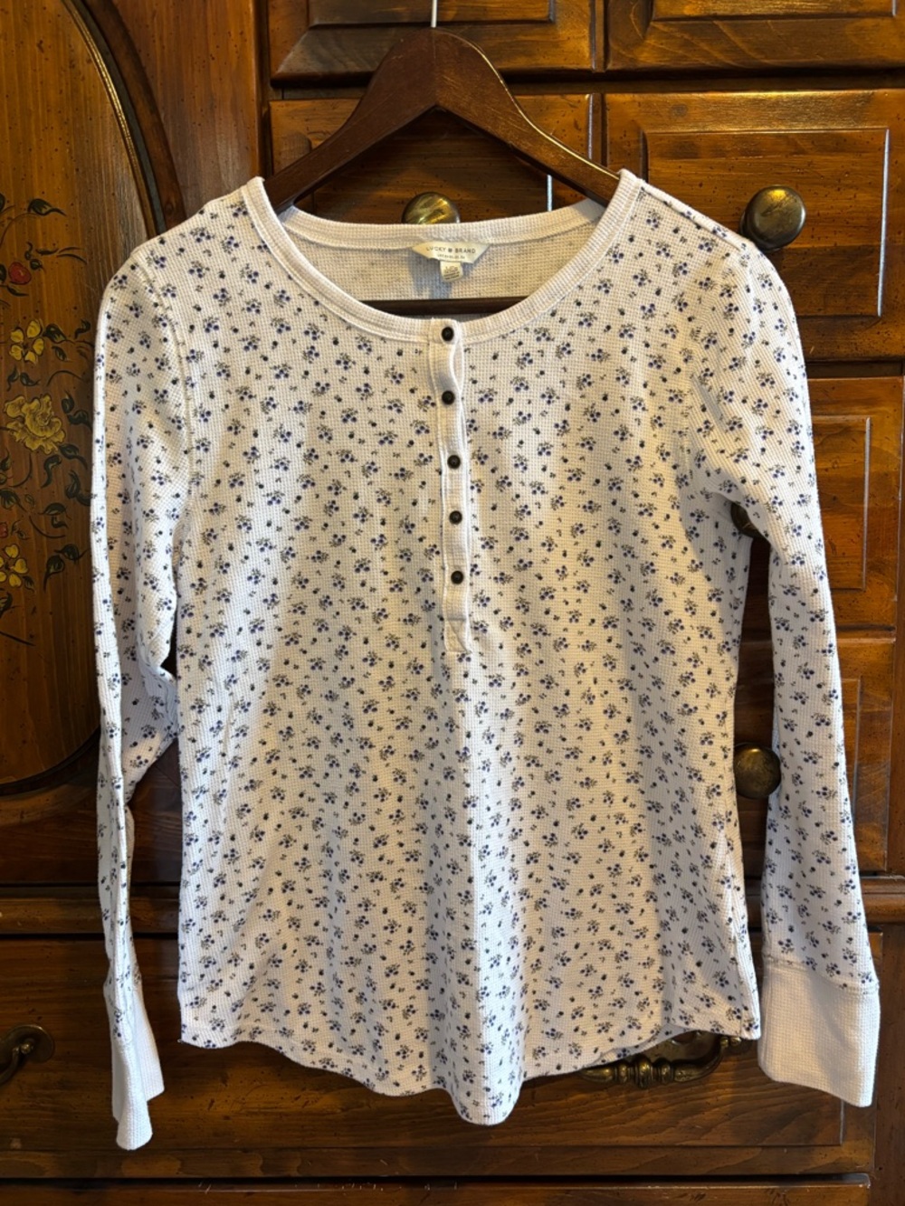 Lucky brand Waffle Knit Henley- Floral Print